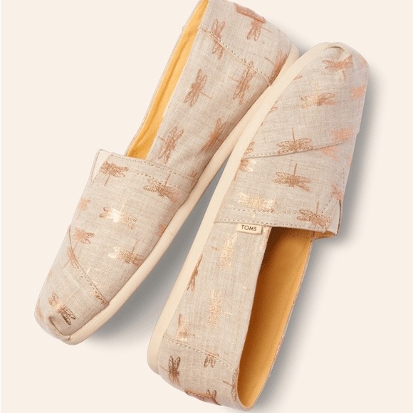 NWT Gold Dragonfly Canvas Toms - Picture 6 of 6